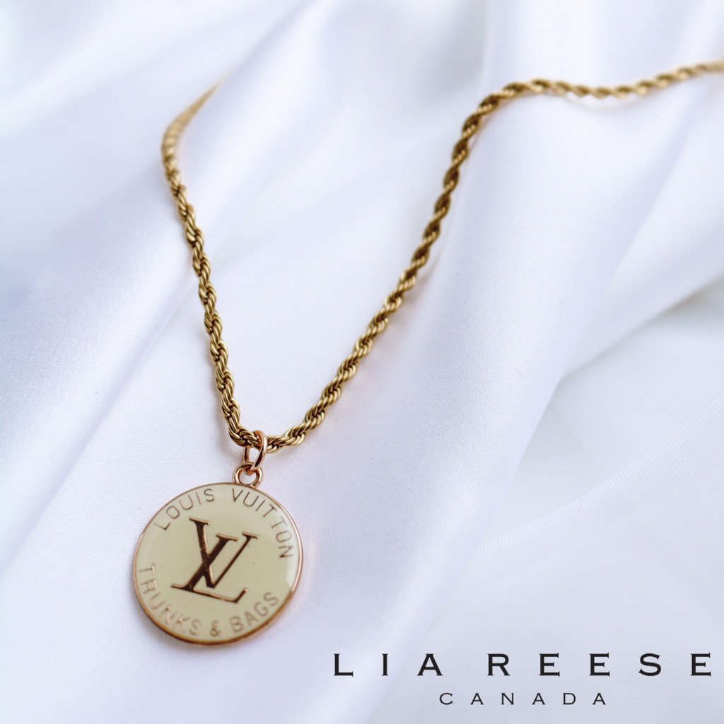 Louis Vuitton Engraved Polished Lock Key Vintage Repurposed Necklace sororité #41 Louis Vuitton Engraved Polished Lock Key Vintage Repurposed Necklace sororité